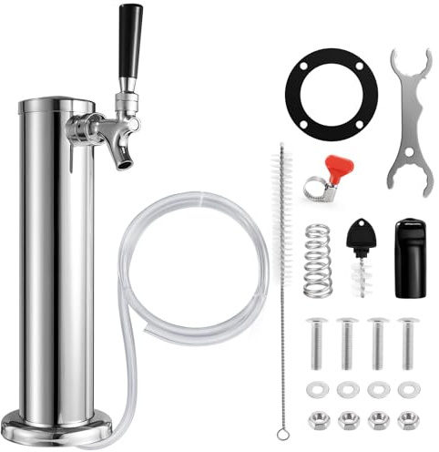 KGLHJDY single beer tap tower draft keg tap brass core self closing faucet stainless kegerator brewing kit with kegerator lines parts