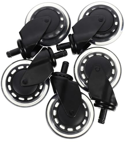CLISPEED 5pcs Transparent PU Office Chair Wheels with Rotation Smooth Quiet Rolling Furniture Casters for Carpet Protection Heavy Load Bearing Desk Chair Castor Replacement