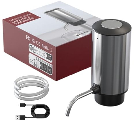 Wine Dispenser - Aerator Set Smart Decanter Rechargeable Pump for Quick Aeration, Elegant Kitchen Dining Room with Bar Use, Portable Electric Wines for Pouring System Gift Idea 4.72x2.17x5.12 Inches