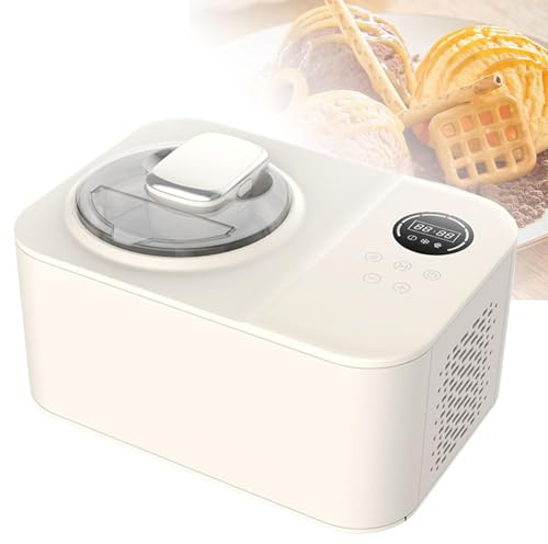 XCSCUK Machine à Glace, 1,2 Litre, Machine à Glace Douce Auto-gelante, avec compresseur/Affichage LCD, pour Yaourt glacé, Gelato, Sorbet