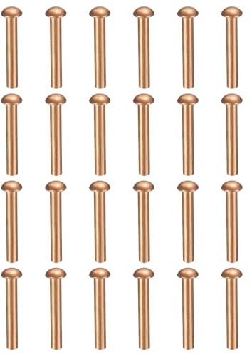 QUARKZMAN 200 Pcs Remaches Sólidos Cobre, 0.08x0.47 Remaches Cabeza Semirredonda Para Aplicaciones Eléctricas, Suministros Para Manualidades Cuero DIY (M2x12)