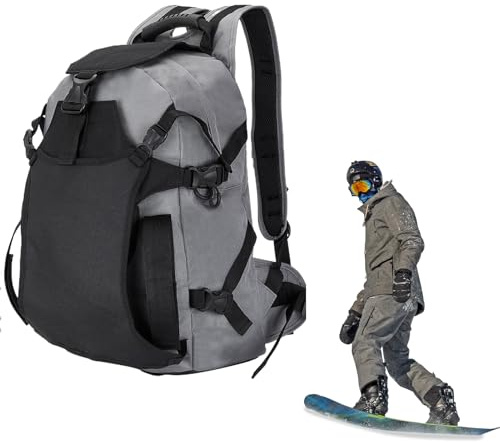Mozeuu Zaino da sci da uomo, 30 litri, per snowboard, attrezzatura da sci, per sciatori, snowboarder, vacanze, casco, abbigliamento da viaggio