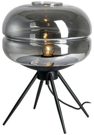 Lampada Da Tavolo In Vetro, Lampada Da Comodino A LED Dimmerabile Con Base A Treppiede Nera Opaca, 3 Colori Di Luce Regolabili, Per Camera Da Letto Studio Soggiorno Sala Da Pranzo Ufficio(Color:Gray)