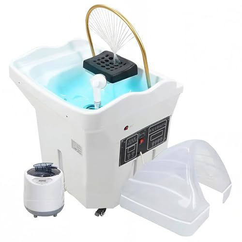 Équipement de spa pour la tête, Bol à shampoing pour salon de coiffure，réservoir de stockage d'eau de 60 L, circulation d'eau à double contrôlen,circulation d'eau à double contrôle, salons et spas