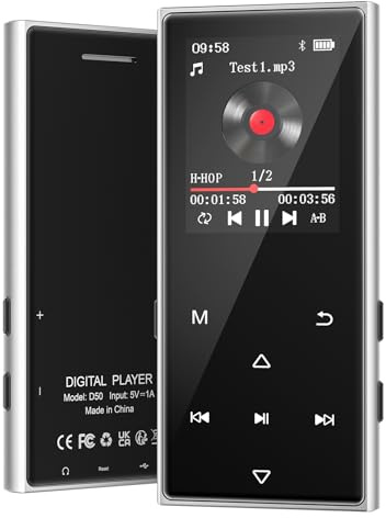 AGXOV MP3 Player Bluetooth 5.3, MP3 Player mit Kopfhörer, Musikwiedergabe, FM Radio, Sprachrekorder, HiFi-Sound, 1,77 Zoll Bildschirm MP3-Player Ideal für Sport