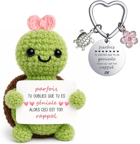 Farbeele Cadeaux pour Femme Homme, Figure Positive avec Porte-bonheur Porte-clés, Cadeau Original pour Anniversaire, Bon Rétablissement, Cadeaux pour Amie Collègue Couple Sœur, Déco Maison Motivante
