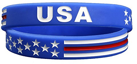 Sainstone Power of Faith USA Silicone Bracelets Wristbands American Spirit Americanism Partriotic Sports Fans Holiday Gift United States American Flag Red White and Blue Bracelet July 4th (1 Pair)