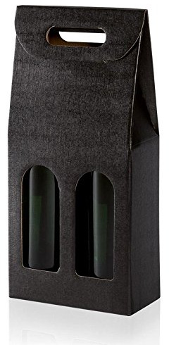 10 Stück Tragekarton Fineline Black (schwarz) für Zwei Flaschen Wein/Sekt,Geschenkkarton