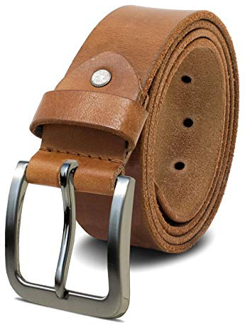 ROYALZ Herren Ledergürtel aus robusten 4 mm Büffel-Leder, Voll-Leder Vintage Gürtel für Jeans Anzug Hose