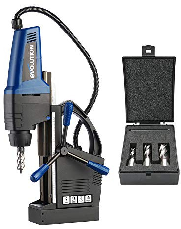 Evolution Power Tools EVOMAG42 - Industrial Steel Magnetic Drill, 42 mm (230 V) with 3x Short Series Drilling Cutter Kit, 25 mm