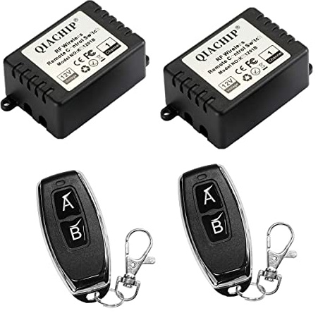 QIACHIP 433Mhz DC 12V 1 Canal Interruptor Momentáneo Conmutador Inalámbrico Módulo receptor de relé RF con Transmisor de Radio RF para Control de Acceso Puerta