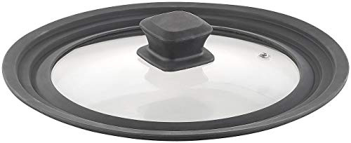 Rosenstein & Söhne Kochtopfdeckel: Universal-Silikonrand-Glasdeckel für Töpfe & Pfannen mit Ø 20-24 cm (Universaldeckel für Pfannen, Universaldeckel Topf, Pfanne)