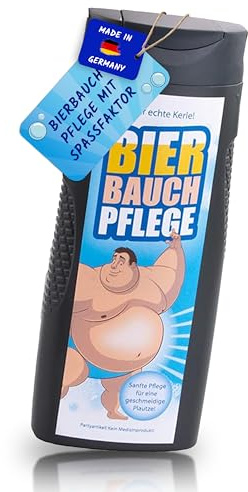 Bierbauchpflege Männer Shampoo – Lustiges Männerpflege- & Bartshampoo, Haar- und Kopfhautpflege, Geschenk für Männer, lustiges Duschgel | Geschenkidee Vater, Bruder, Kumpel, Freund | 300ml