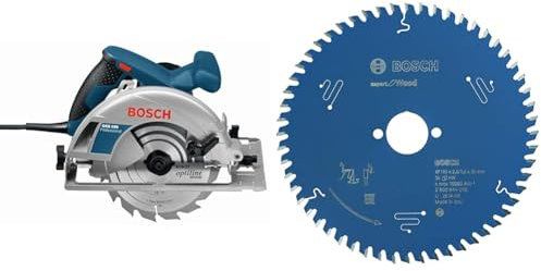 Bosch Professional Handkreissäge GKS 190 (Kreissägeblatt: 190 mm, Schnitttiefe: 70 mm) + Kreissägeblatt Expert für Wood (Holz, 190 x 30 x 2,6 mm, 56 Zähne)