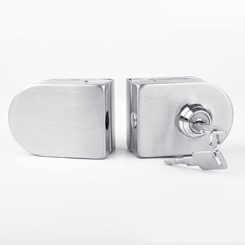 Glastürschloss, ohne Bohren, Diebstahlsicherung, Sicherheitsschloss mit Schlüssel, ohne Bohren, Bodenriegel für Büro, Badezimmer, Öffnen/Schließen für Tür, 10-12 mm