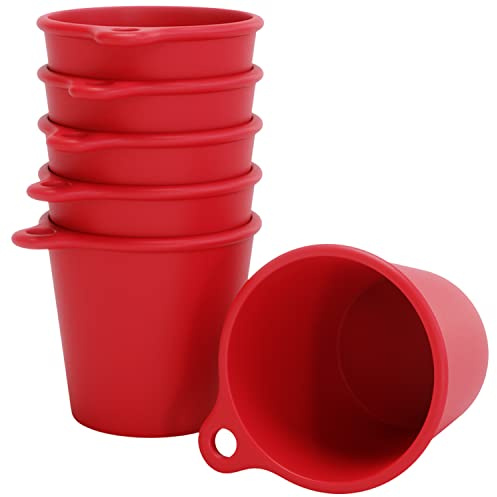 SoPro 6x Schnapsbecher Plastik 4 cl wiederverwendbar zum Umhängen | Shotgläser 40 Milliliter rot - Mehrweg Schnapsglas, Shot Becher 4cl, Schnapsgläser für Junggesellenabschied, JGA