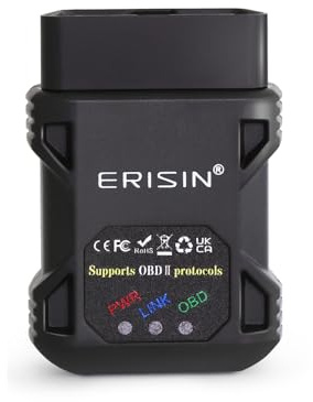 Erisin OBD2 Diagnosegerät V1.5 Wireless OBD2 Bluetooth Adapter, Car OBD II Diagnose Scanner Codeleser Werkzeug für iOS & Android & Windows Devices