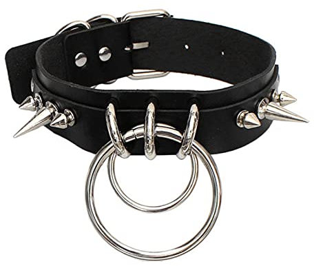 CHOUBAGUAI Punk-Spike-Halsband aus Leder, für Frauen, Party, Club, Chocker, Gothic-Schmuck, Geschenk, Statement-Halskette, Schwarz