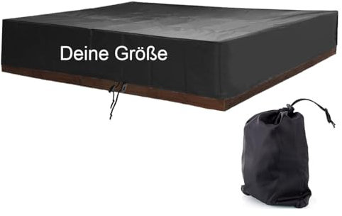 Abdeckung für Sandkasten nach Maß Atmungsaktiv für Sandkiste Wasserabweisend Winddicht Schutzhülle Spielkiste Abdeckhaube Schutzhülle Sandspielplatz Schwarz alle Größen Maßanfertigung [131]