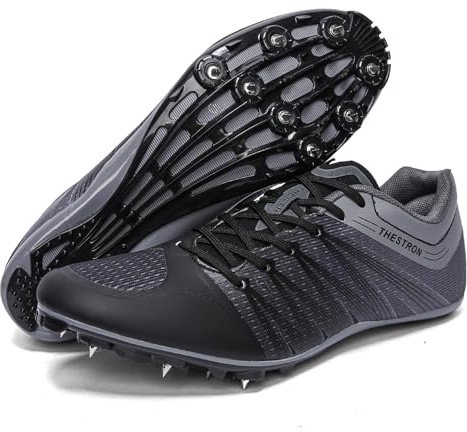 Zakey Track and Field Shoes Men Women Kids Spikes Sneakers Track Race Jumping Sneakers Girls Professional Running Nail Spikes Shoes Boy (7.5,BlackGray)