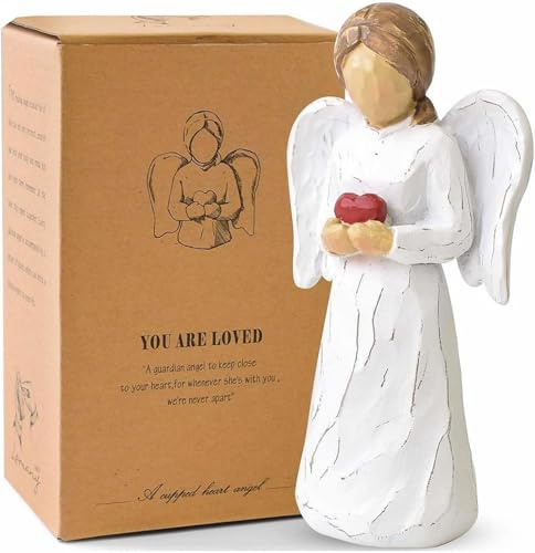 Zoyiancy Figuras de ángel, estatua de ángel de la guarda, regalos para decoración del hogar, escultura de ángeles de resina, adorno de corazón, Acción de Gracias, Navidad para mujeres y madres