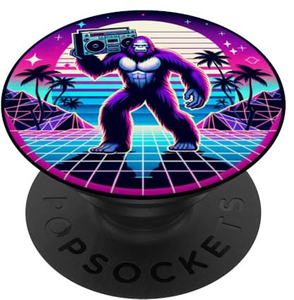 Vaporwave Bigfoot Tanzende Boombox Retro Geschenke Telefonhalter PopSockets mit austauschbarem PopGrip