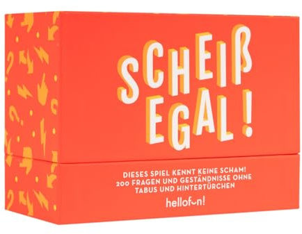 Hellofun! | Scheißegal | Partyspiel ohne Tabus | Kartenspiele für Erwachsene | Spieleabend Zubehör | Partyspiele für Erwachsene | Lustige Gesellschaftsspiele | Für 4-20 Personen ab 18 Jahren