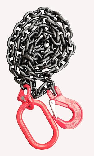 Forstkette Rückekette Chokerkette 10mm 6300daN Nutzlänge: 4m Gabelkopfhaken Aufhängering Gütekl.:8 schwarz lackierte Kette nach EN818-2 hochfest und geprüft