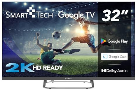 Smart Tech TV LED HD 32 (80 cm) Smart TV Google 32HG01V HDMI, USB, Resolución: 1366 x 768, Modelo 2024