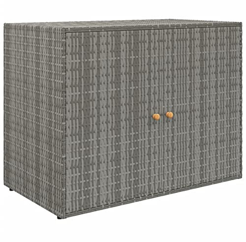 Kavolet Gartenschrank 100x55,5x80 cm, Pflanztisch Grilltisch Geräteschrank Außen Schrank Balkonschrank Vorratsschrank Terrassenschrank Beistellschrank, Grau Poly Rattan