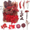Cleminsta Lot de Fleurs séchées Naturelles pour Loisirs créatifs, moules en résine époxy, Fleurs Rouges Naturelles mélangées, Accessoires de Scrapbooking, Fabrication de Cartes