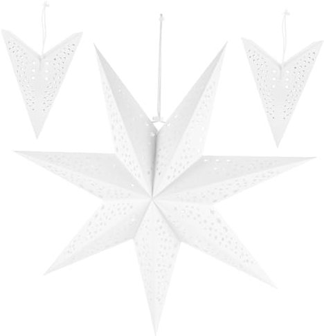 ORFOFE Hängender Stern-lampenschirm 3 Stück Papier-lampenschirme 3d-pentagramm-lampenschirm Für Weihnachts-deckendekor Weiß