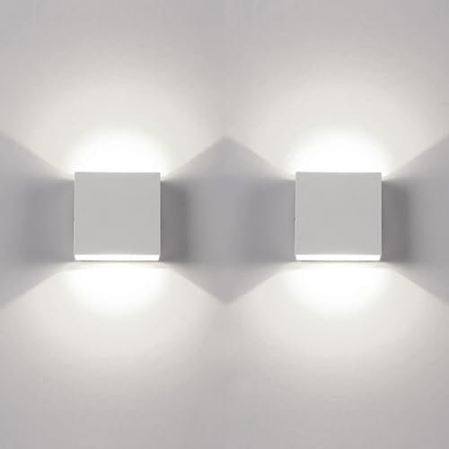 Voltix Set di 2 Applique da Parete LED per Interni, 12W Bianco Freddo, Lampada da Parete Moderna, Illuminazione per Soggiorno, Camera da Letto, Corridoio (Luce Fredda-6500K)