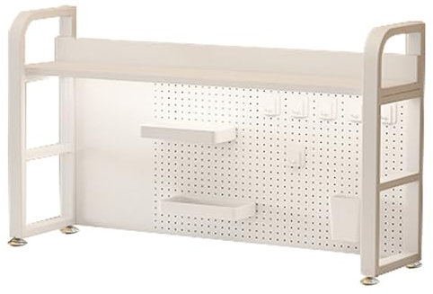 Stecktafel for Schreibtisch, Regal Schreibtisch, 2-stufiges Schreibtisch Regal, , nur Schreibtischaufsatz, Stecktafel-Arbeitsstation mit Pegboard, for Arbeitszimmer, Büro, Schule(White,135cm/53)
