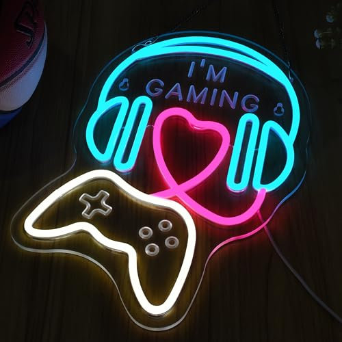 Nesighon Gamer Neon Sign for Wall Decor - 16.7x12 Dimmable LED Neon Light, Perfect for Gaming Room & Bedroom - Ideal for Girls, Boys, and Teens. A Cool Gamer Gift Idea for the Game Room