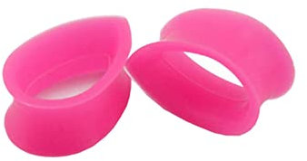 Grewod Tunnel Ohren, Silikon Rosa Tropfen Herren Damen Flesh Tunnel Ohr Plug Ohr Expander Piercing Schmuck 10MM, 2 Stück