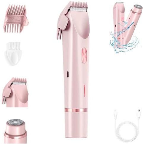 Glowaura - Rasoio elettrico da donna, 2 in 1, ricaricabile tramite USB, impermeabile, per viso, braccia, gambe, corpo, ascelle, pubblico, zona bikini