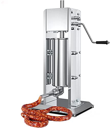 WOTZOV Insaccatrice Manuale per Salsicce, insaccatrice Verticale per Salsicce in Acciaio Inossidabile da 3 Litri, Doppia velocità Regolabile, con 4 ugelli per insaccatura, per u