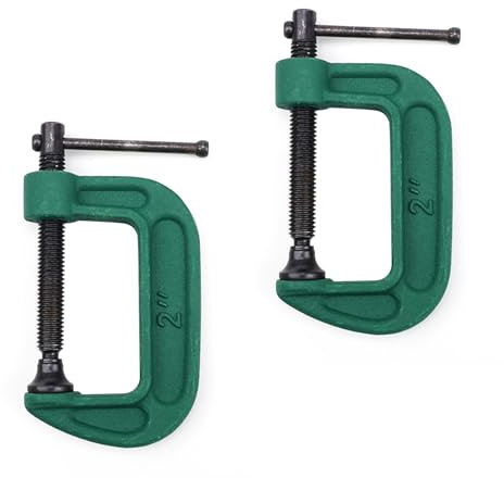YFaith 2 Pezzi Morsetto a C, 2 Pollici Morsetti per Legno, Metallo Pesante Morsetto di Bloccaggio a C, Regolabile, Verde, Campo Fissaggio 0-50 mm, Morsetti da Falegname per Fissaggio Legno