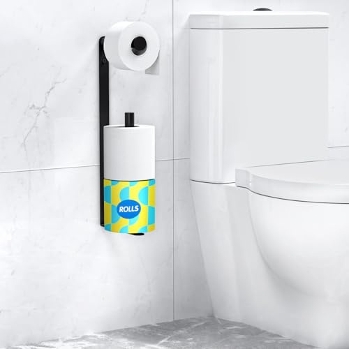Matte Black Toilet Roll Holder Wall Mount -Modern Toilet Paper Holder Matte Black for Mega Roll, Premium 304 Stainless Steel Toilet Paper Roll Holder for Bathroom, Washroom, Black