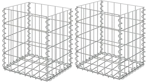 vidaXL Gabions Set of 2 Galvanised Steel 30 x 30 x 40 cm
