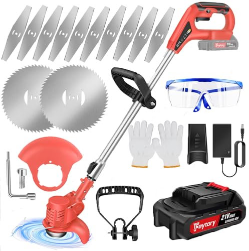 21V Cordless Foldable Strimmer - Lightweight Electric Grass Trimmer and Edger with 1X 1500mAh Battery, Ideal for Lawn Care, Weed Control, and Garden Maintenance