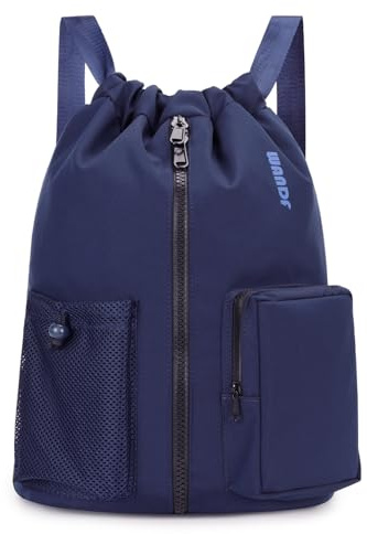 WANDF Drawstring Gym Bag Sports Backpack with Shoes Compartment Water-resistant Swimming Bag for Men Women Ideal for PE School Travel Beach