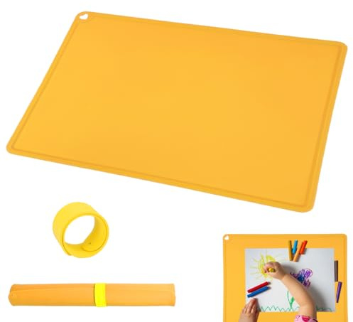 Silikonmatte Groß, Bastelunterlage mit Magnetischer Absorptionsclip | 60X40 cm Silikonmatte für Epoxidharz, Malunterlage für Kinder, Antihafte Rutschfeste Mehrzweck-Tischmatte für Basteln, Malen