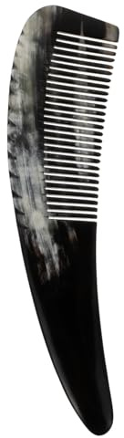 OUNONA Peine de Cuerno de Yak Masajeador 20-22 Cm Dientes Finos para Cabello Liso Uso Doméstico Diseño Ergonómico y Textura Natural Negra
