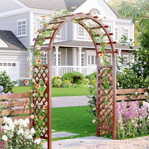 FVTVHEV Rose Arch Trellis Wooden Garden Arch With two planter boxes Garden Decoration and Embellishment Climber Easy to assemble Decorative for patio lawns(120cm)