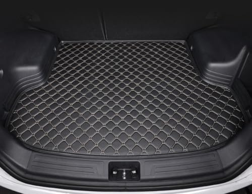 Car Leather Boot Liner Mat for Dacia Duster 2018-2022 2023 2024 2025, Waterproof Anti-Scratch Non-Slip Trunk Pad, Cargo Tray Protector Liners Accessories,Black+Beige