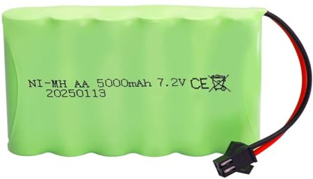 NIMH AA Battery 7.2V 5000mAh ， Compatible For Rc Toys Cars Tanks Robots Gun Upgraded 3000mah Batteries Pack ，Compatible For Rc Boat 7.2V Rechargeable(SMALL TAMIYA)