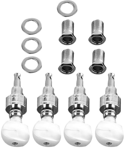 Abaodam Juego de 4 Clavijas de Afinación para Banjo con Casquillos Metálicos, Accesorios de Precisión para Cuerda de Banjo, Piezas Resistentes y Compatibles para Instrumentos Folclóricos,
