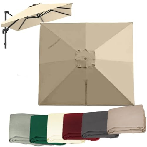 ZIUSFAC Tela De Repuesto Parasol Excentrico 250x250cm 300x300cm Toldo De Recambio Grandes Toldo De Repuesto para Sombrilla Cuadrada Recambio Tela Sombrilla(Khaki,300x300cm (9.8x9.8ft))
